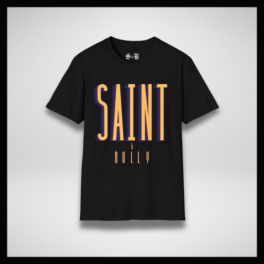 Black T-shirt, Big saint, small bully