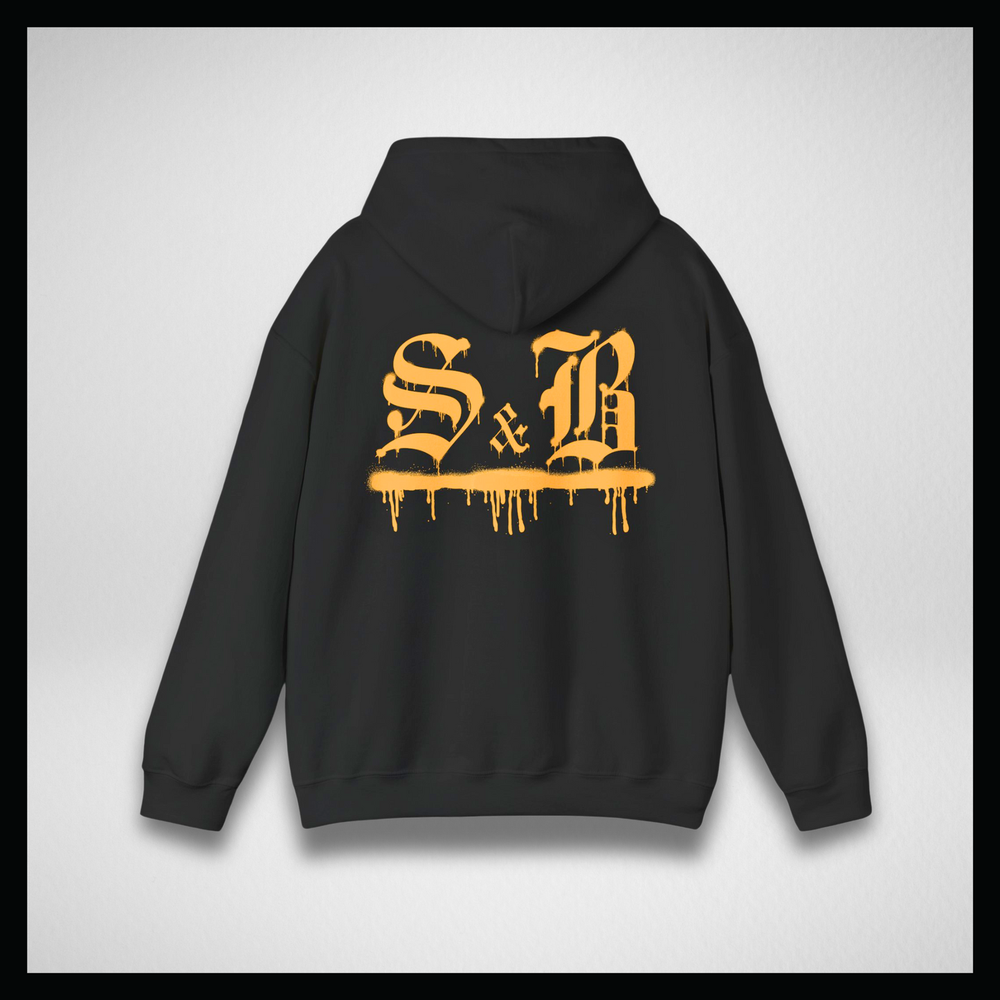 Black hoodie, Yellow graffiti logo