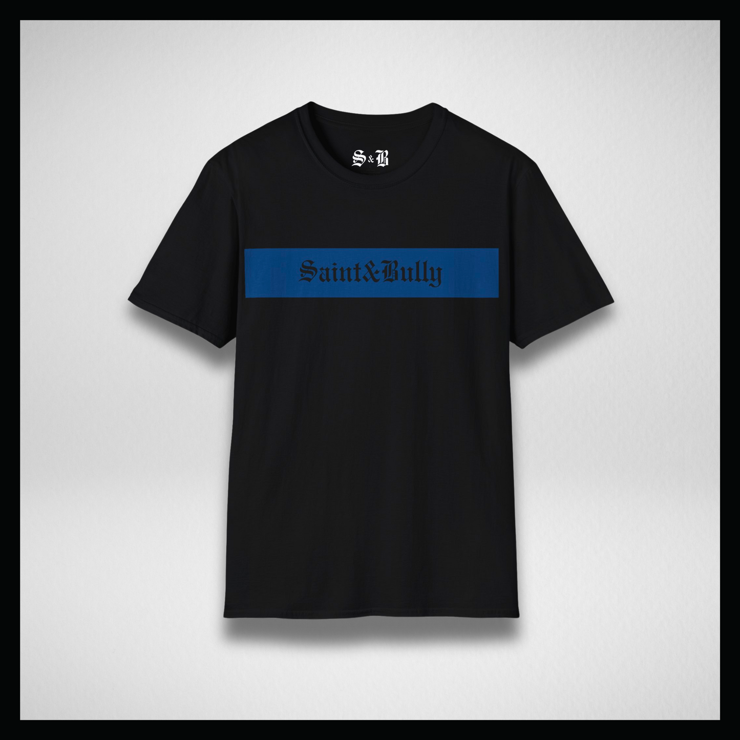 Black T-shirt, Blue stripe