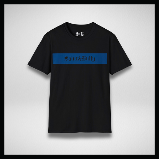 Black T-shirt, Blue stripe