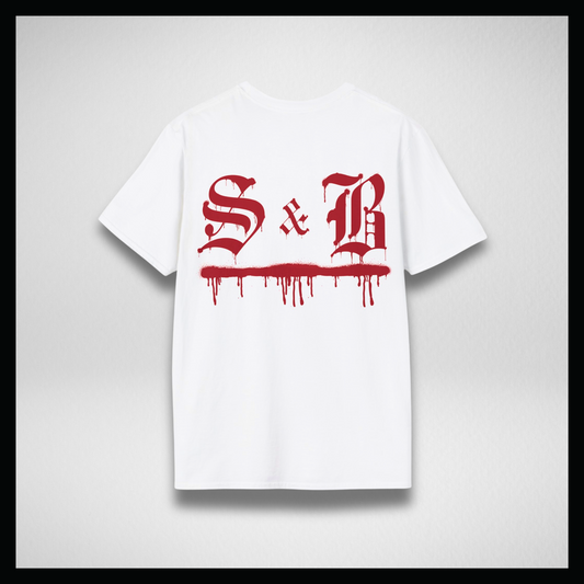 White T-Shirt, red graffiti logo