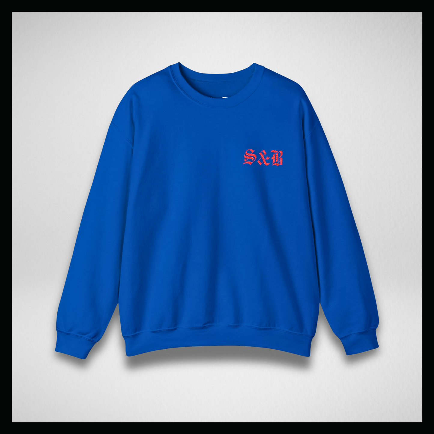 Royal blue crewneck, Embroidery red classic logo