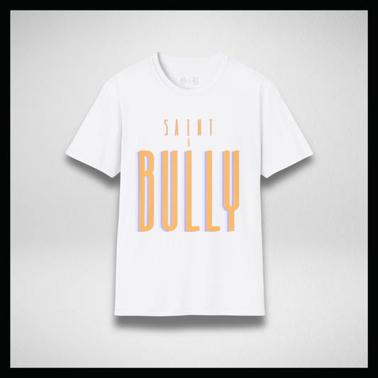 White T-shirt, Big bully, small saint