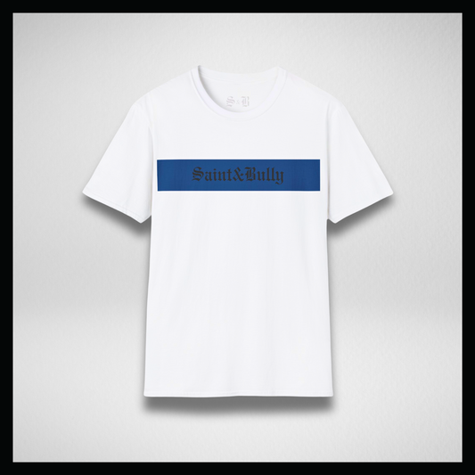 White T-shirt, Blue stripe