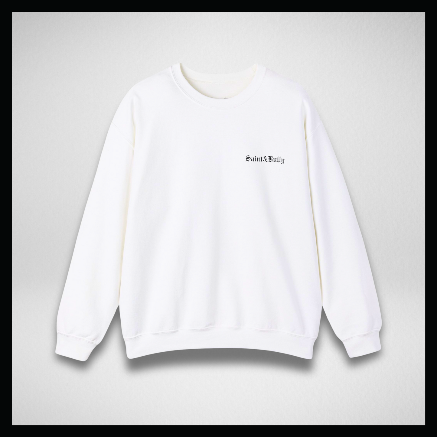 White crewneck, Embroidery classic "Saint&Bully"