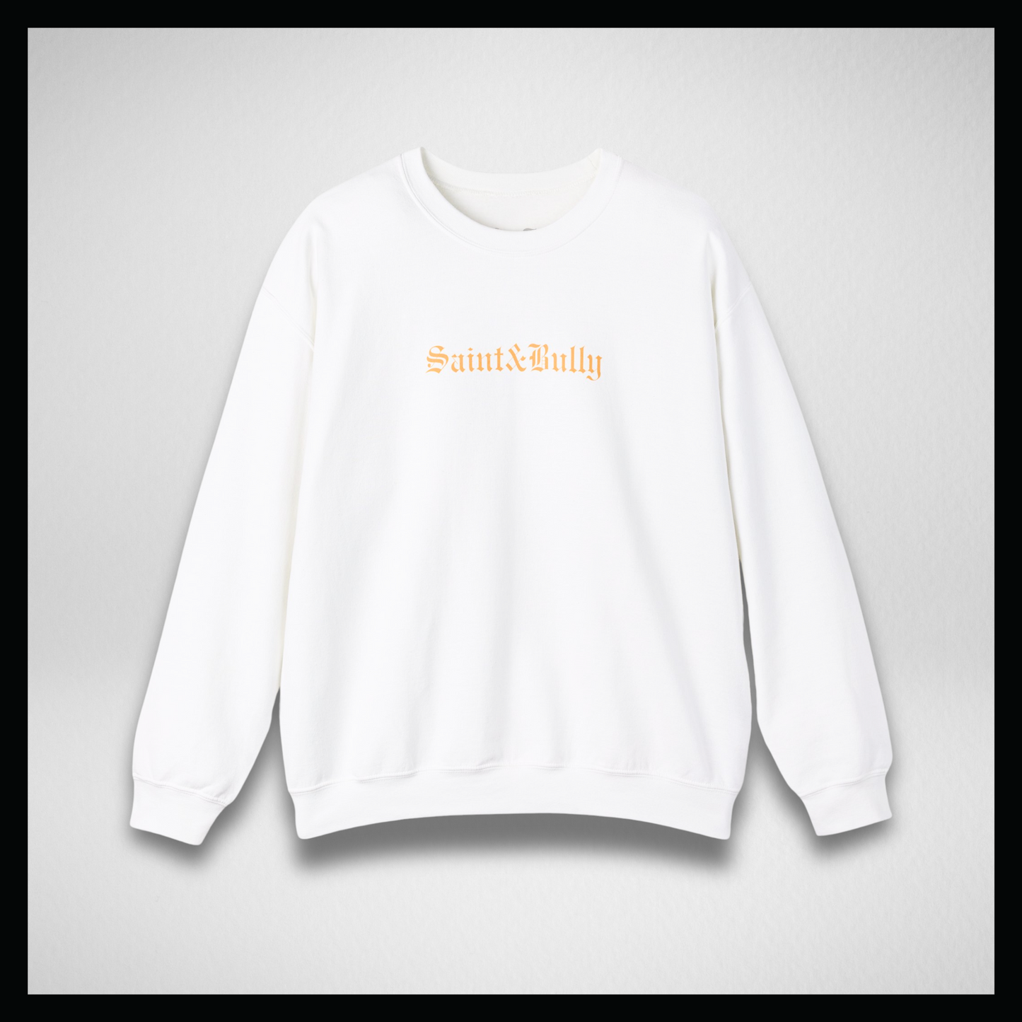 White crewneck, Yellow classic "Saint&Bully"