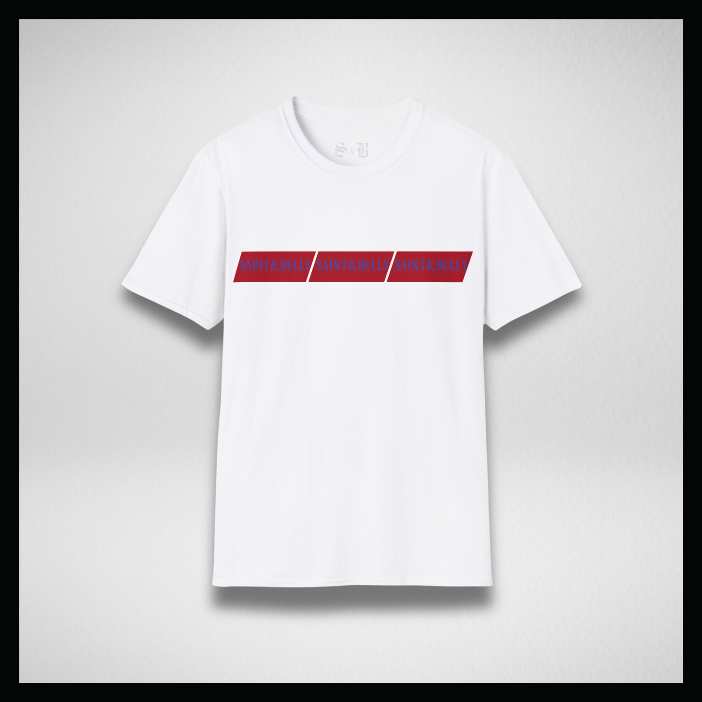 White T-shirt, 3 red stripes