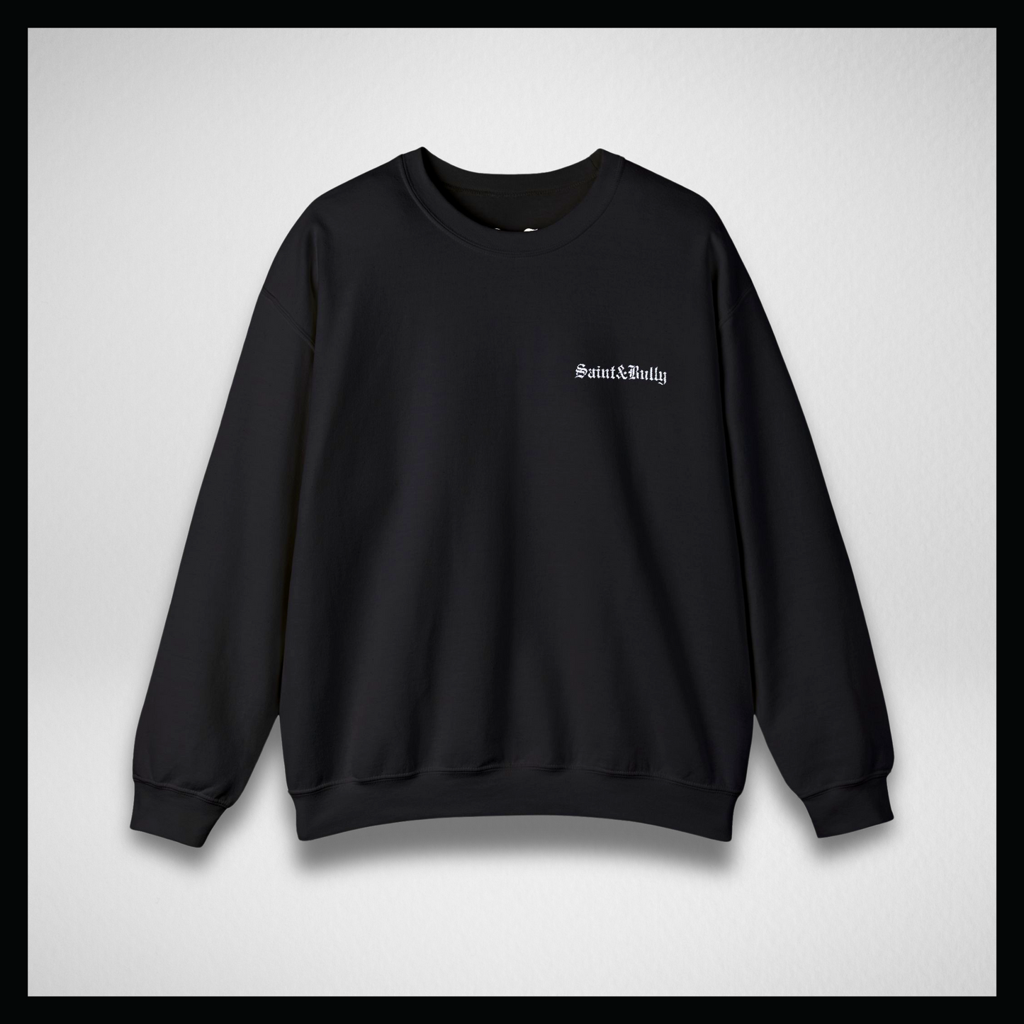 Black crewneck, Embroidery classic "Saint&Bully"