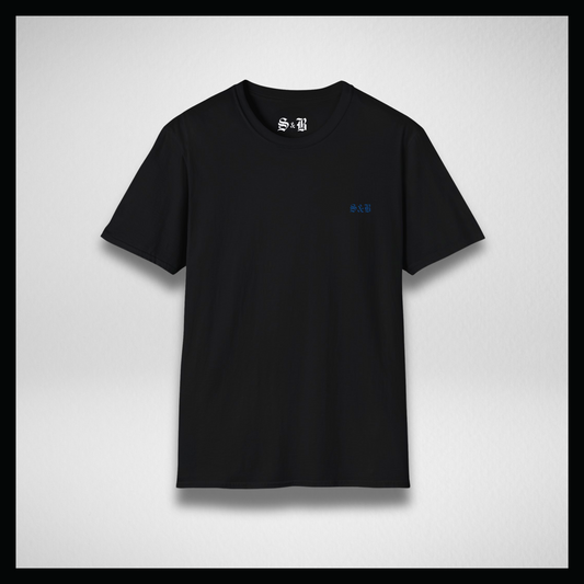 Black T-shirt, Blue small classic logo