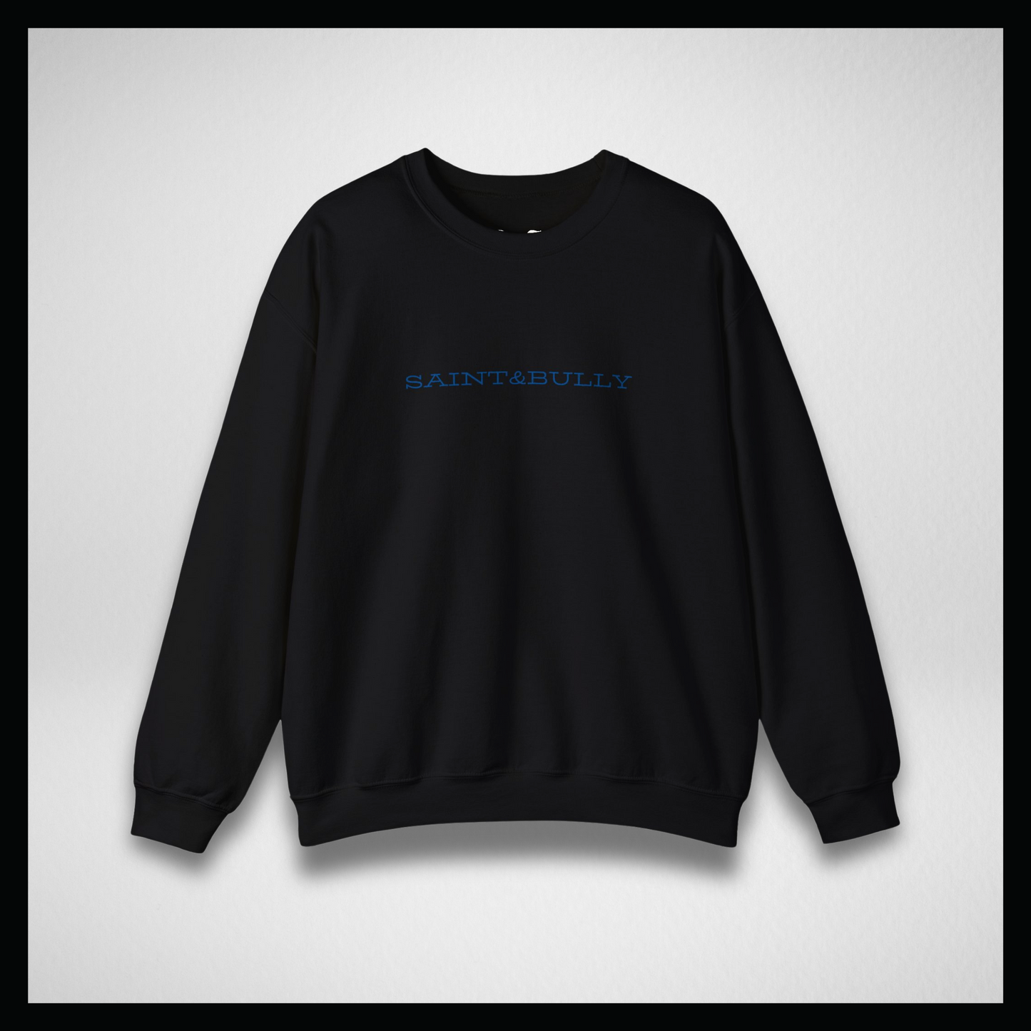 Black crewneck, Blue old style