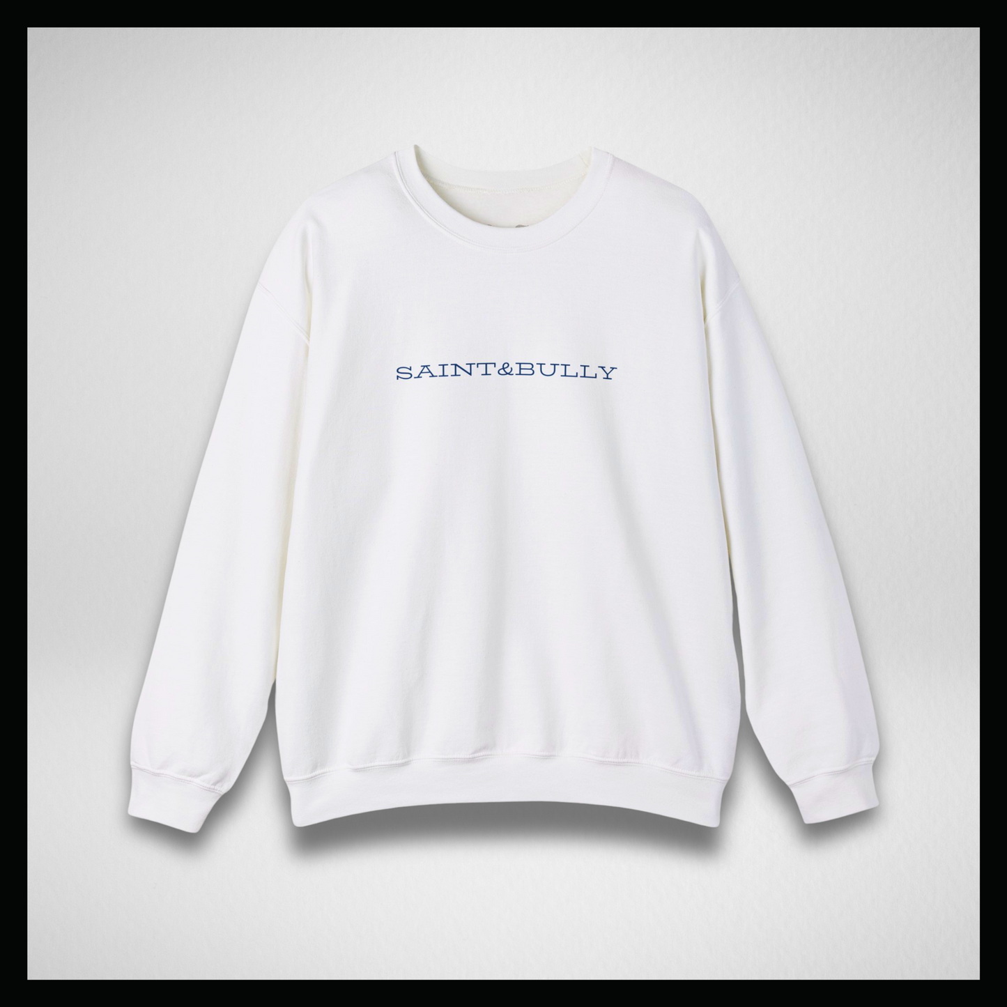 White crewneck, Blue old style