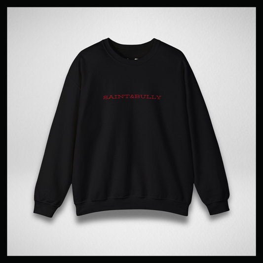 Black crewneck, Red old style