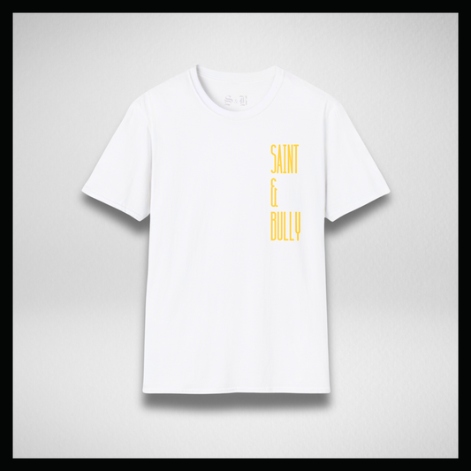 White T-shirt, Big yellow "Saint&Bully"