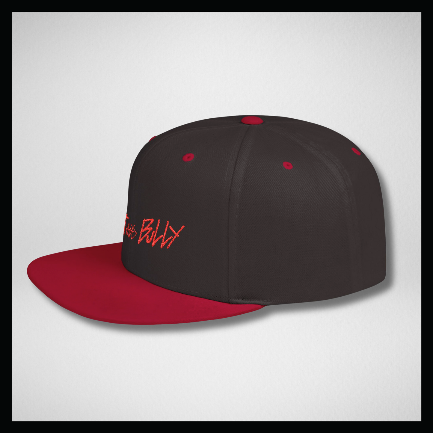 Flat bill cap red/black, handwritten S&B