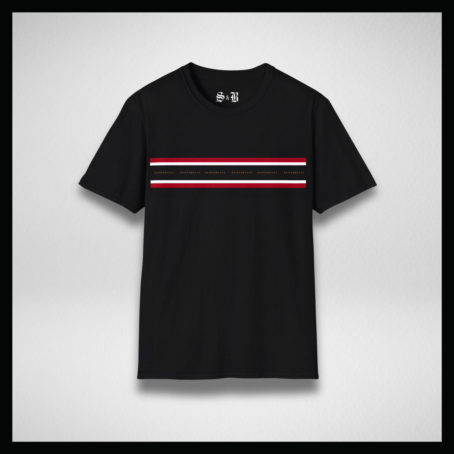 Black T-shirt, Red and white stripes