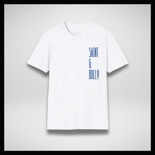 White T-shirt, Big blue "Saint&Bully"