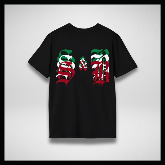 Black T-shirt, Italian flag colors logo