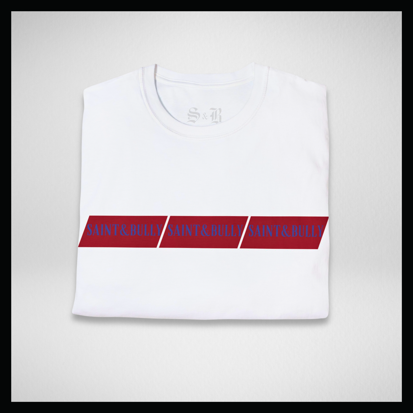 White T-shirt, 3 red stripes