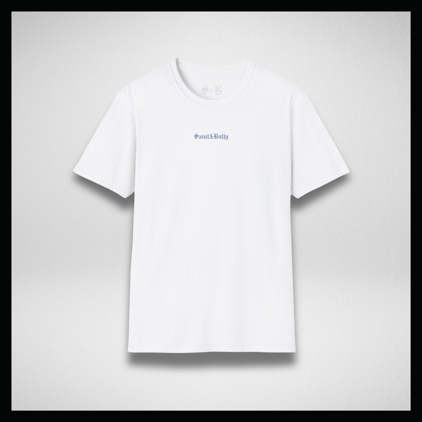 White T-Shirt, blue graffiti logo