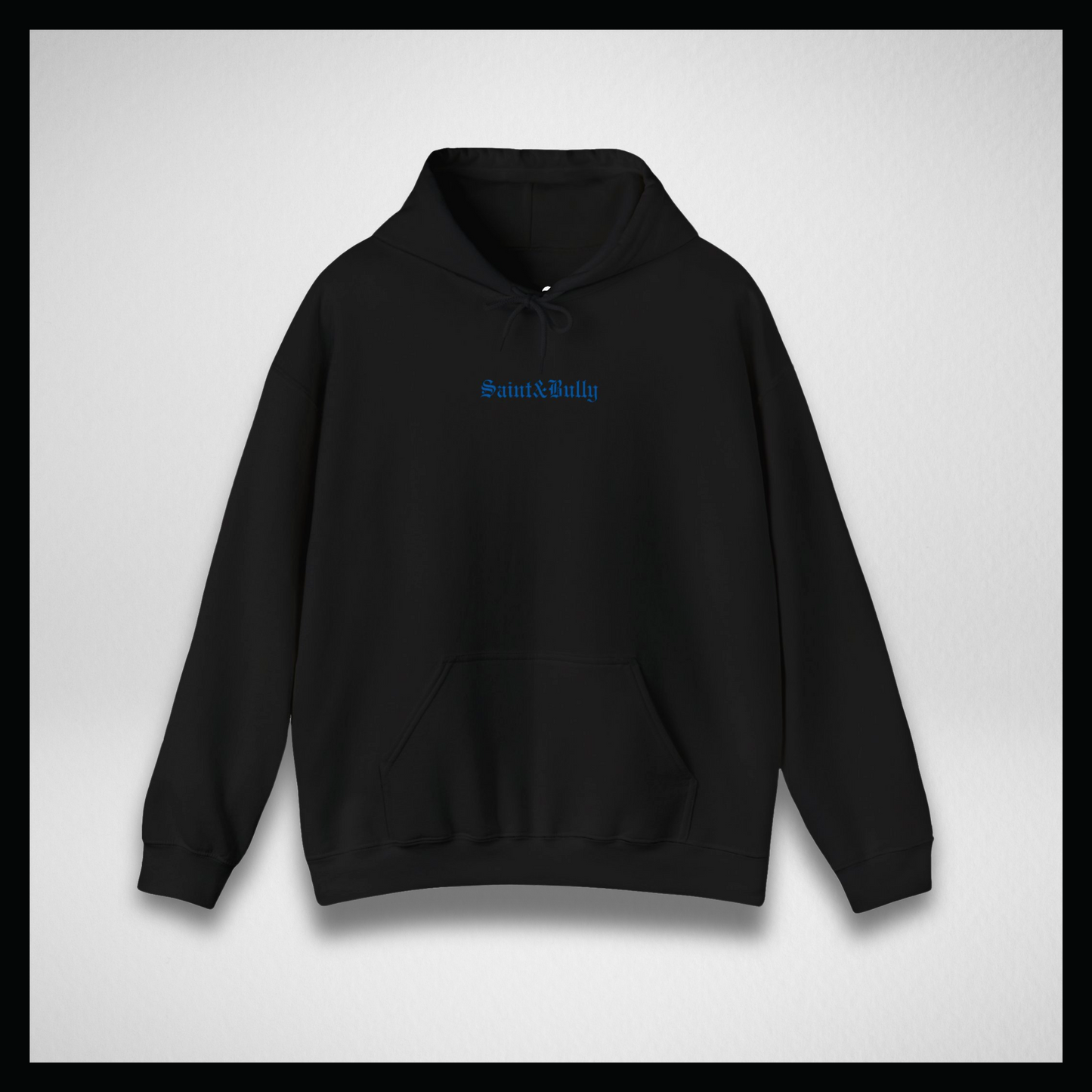 Black hoodie, Blue graffiti logo