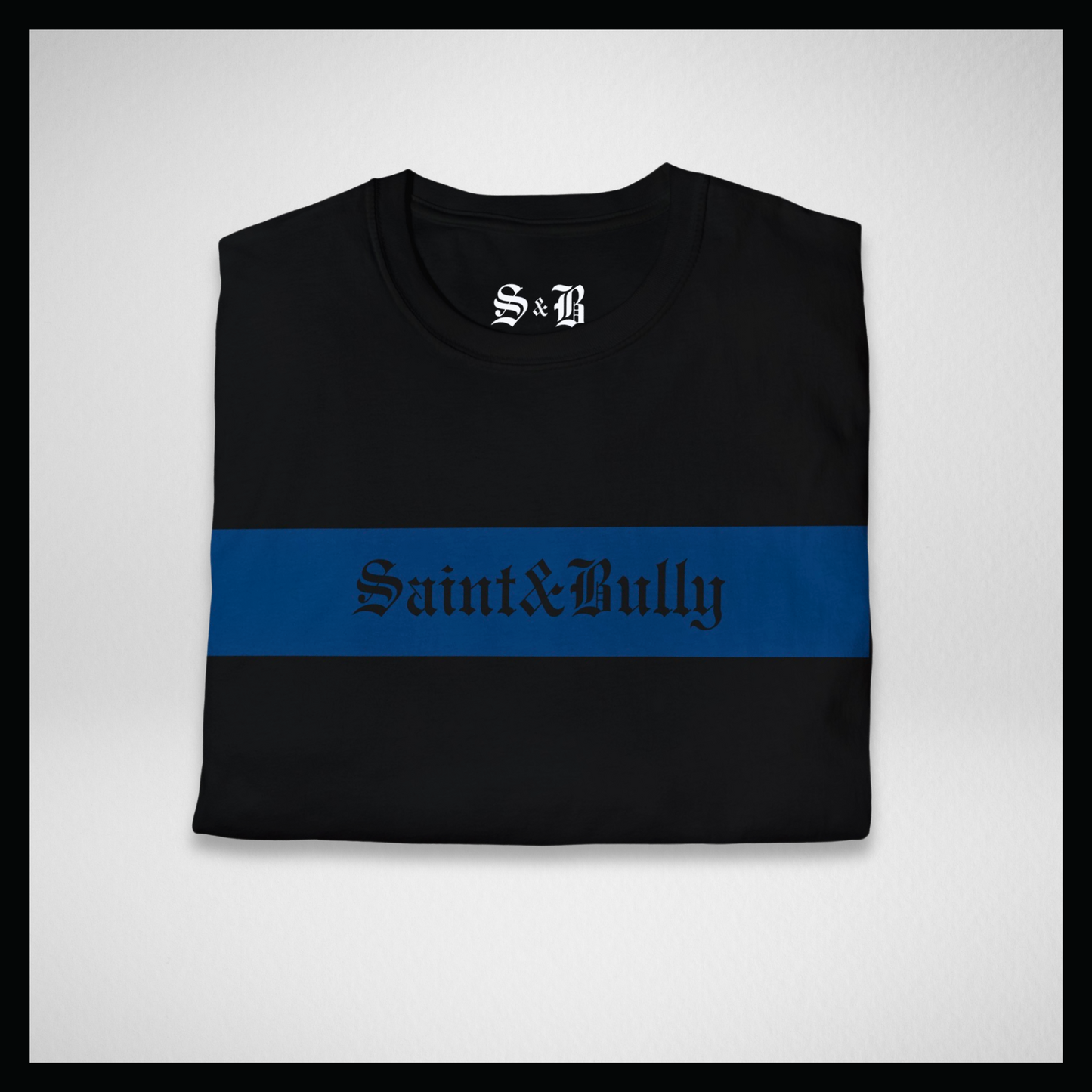 Black T-shirt, Blue stripe