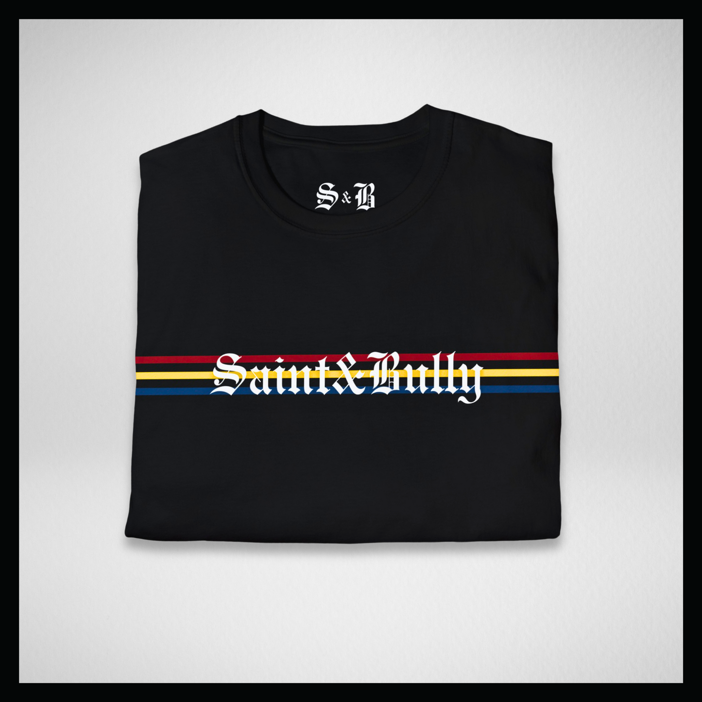 Black T-shirt, 3 line, classic "Saint&Bully"