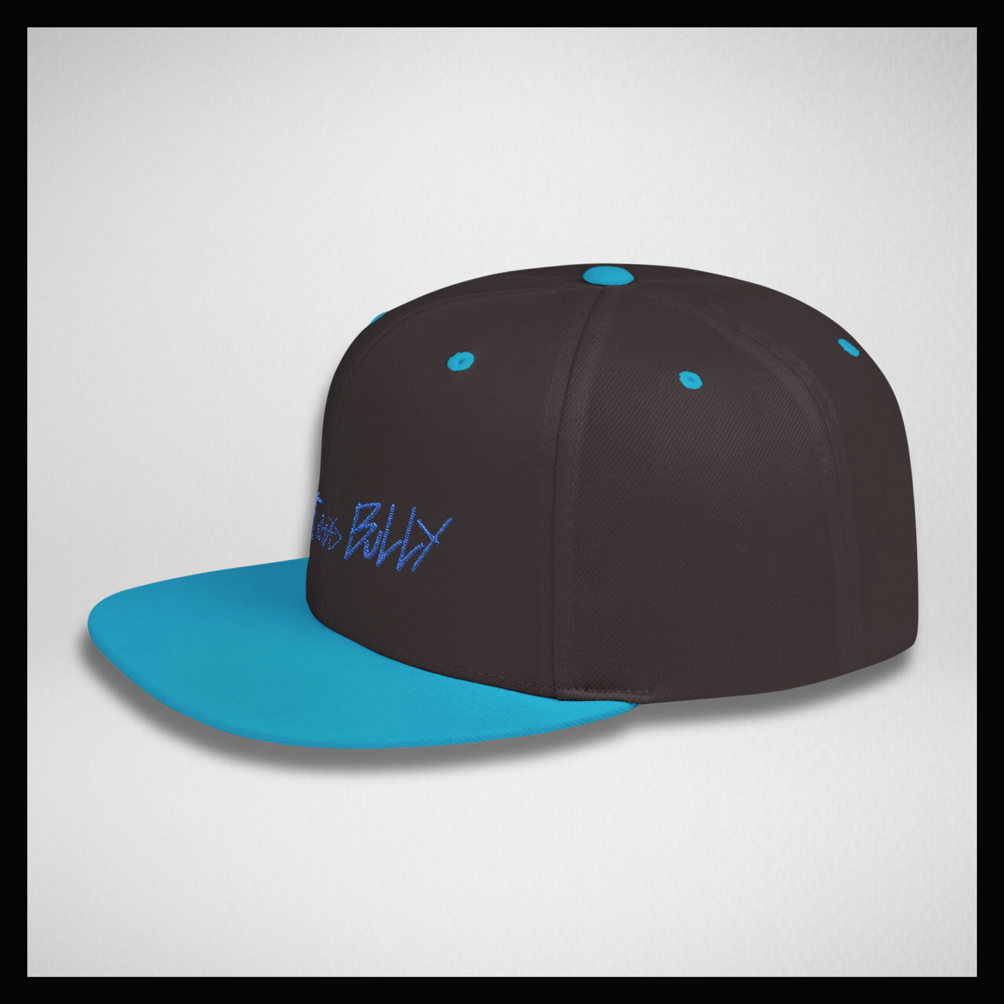 Flat bill cap blue/black, handwritten