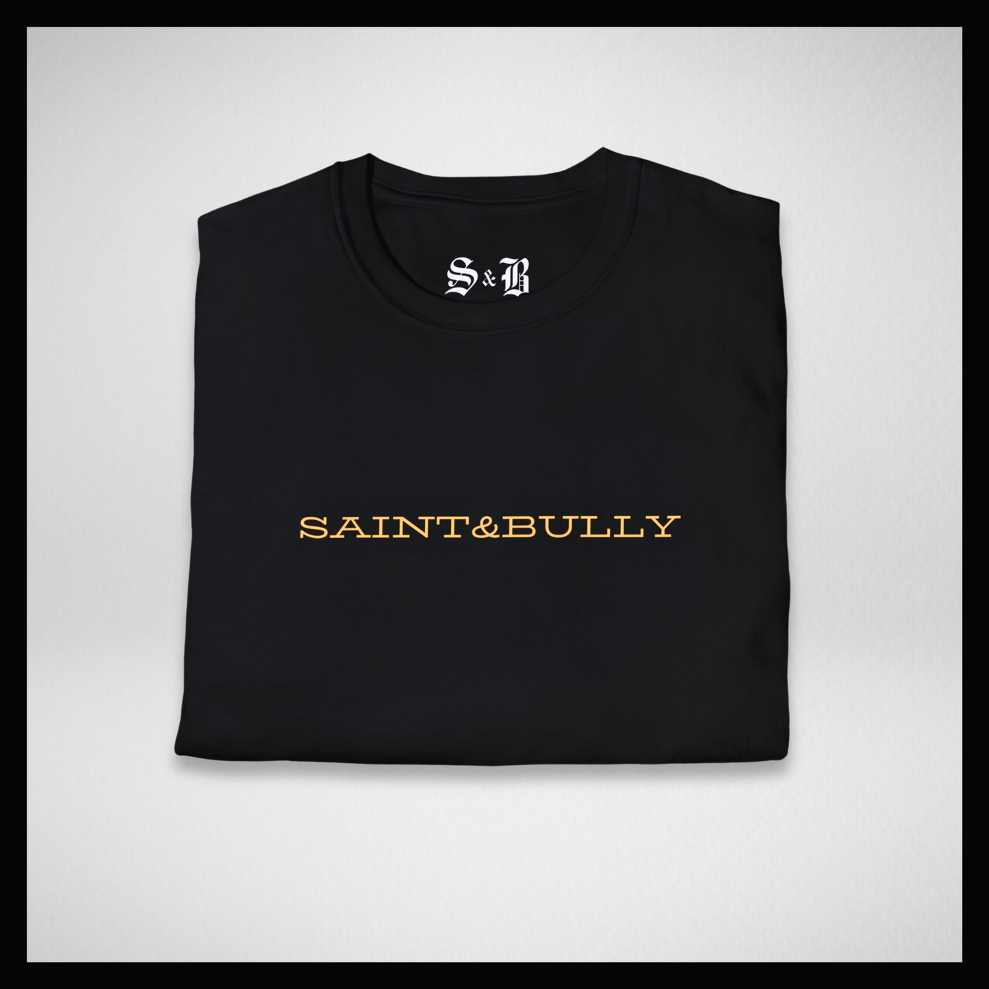 Black T-shirt, Yellow old style "Saint&Bully"