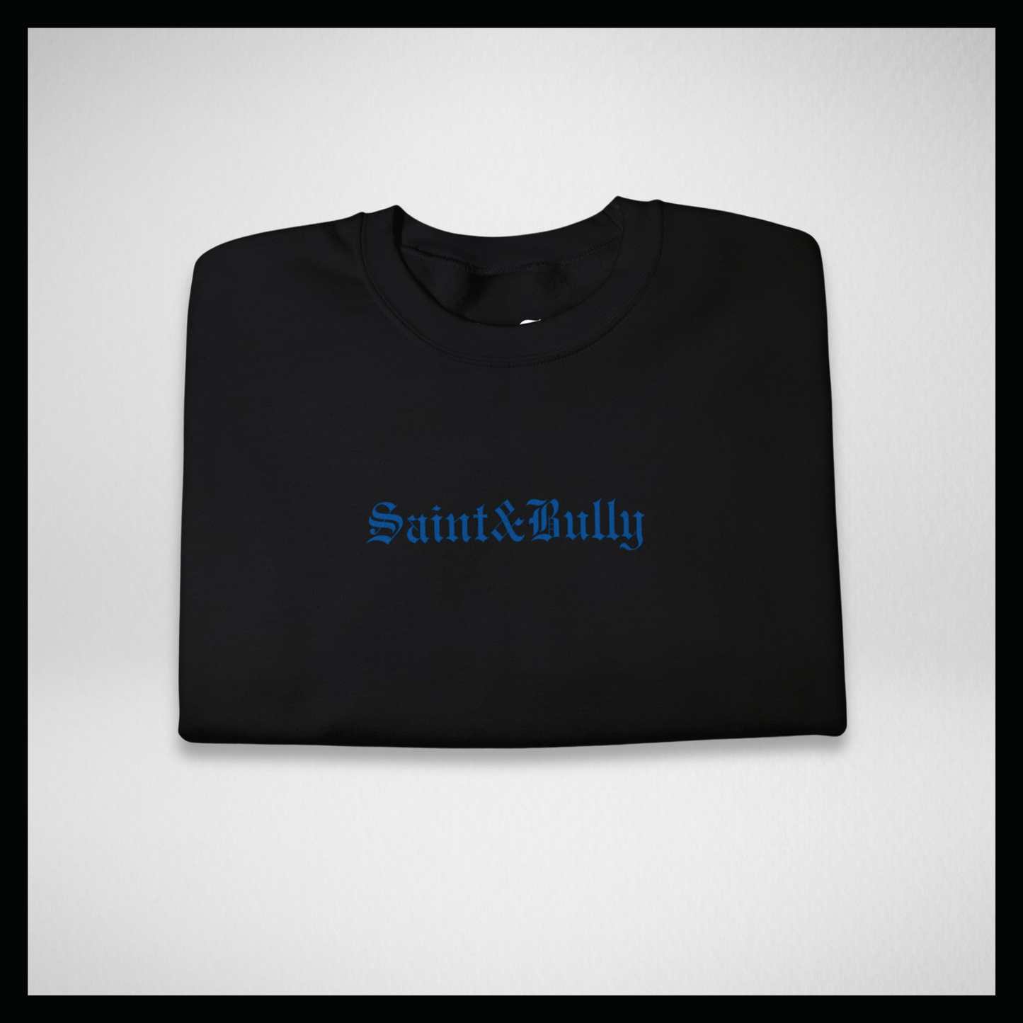 Black crewneck, Blue classic "Saint&Bully"