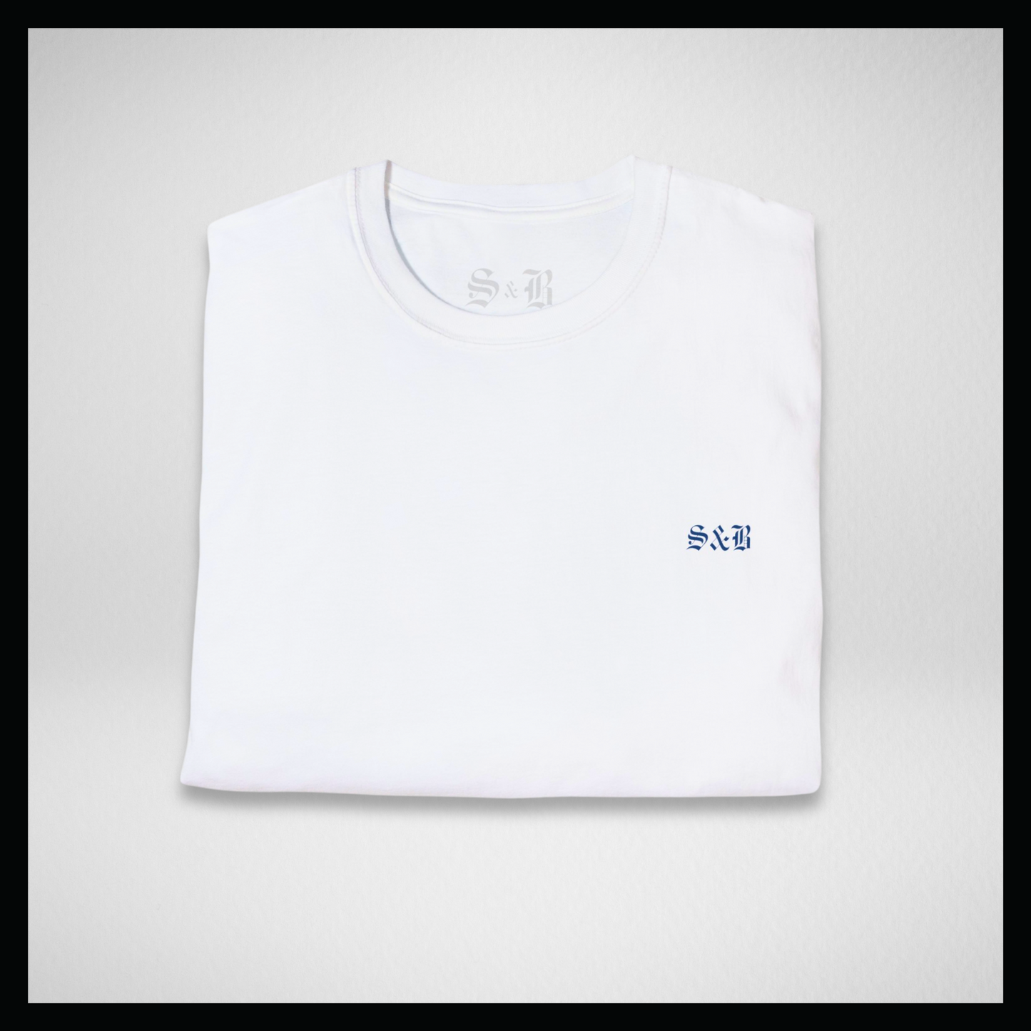 White T-shirt, Blue small classic logo