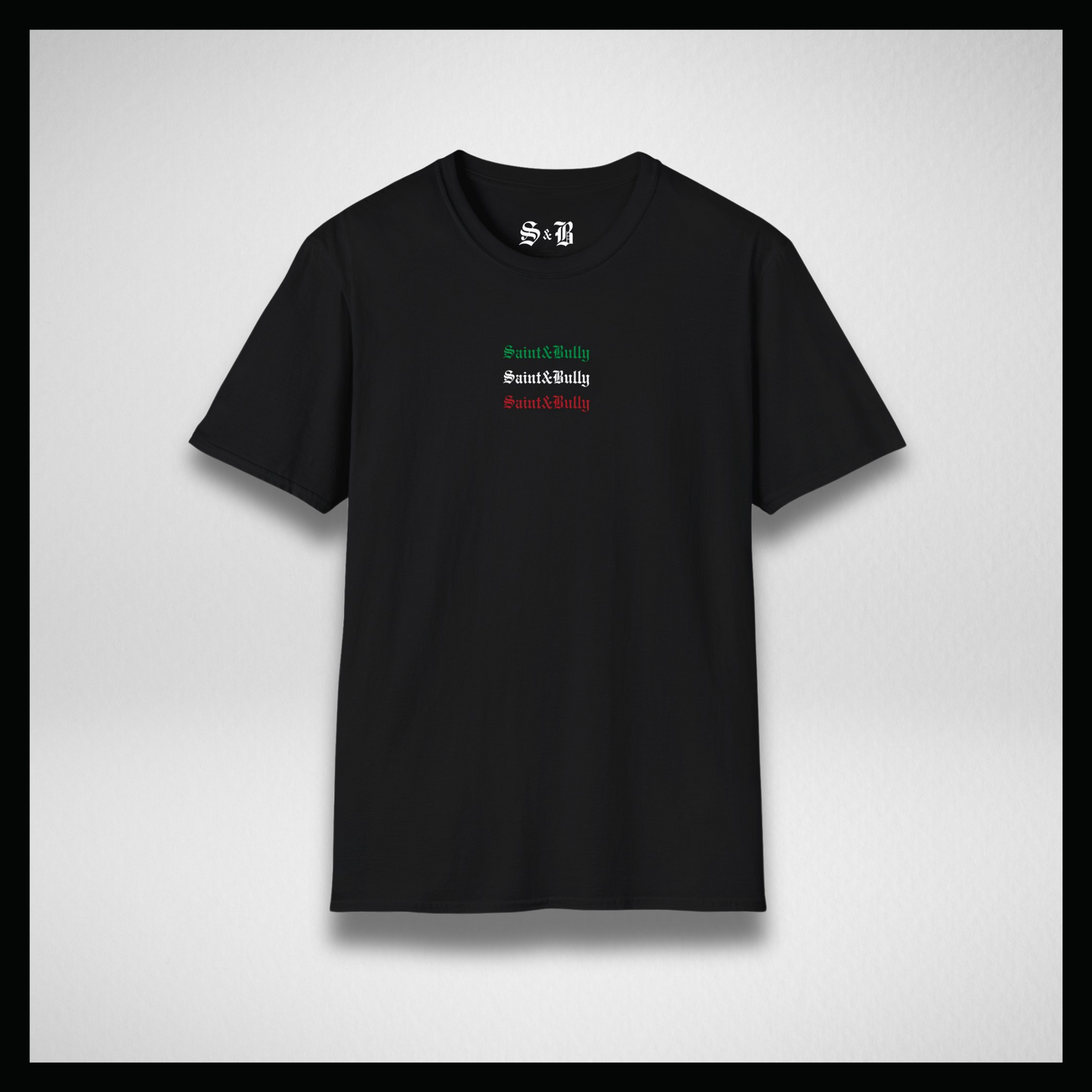 Black T-shirt, Italian flag colors logo