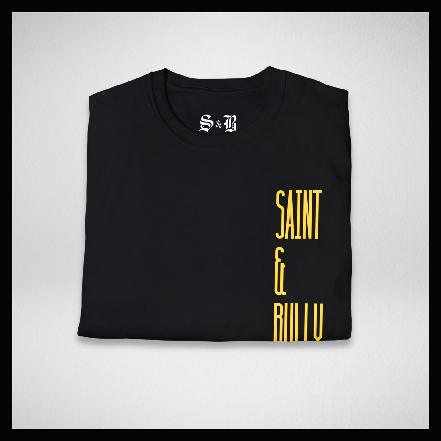 Black T-shirt, Big yellow "Saint&Bully"