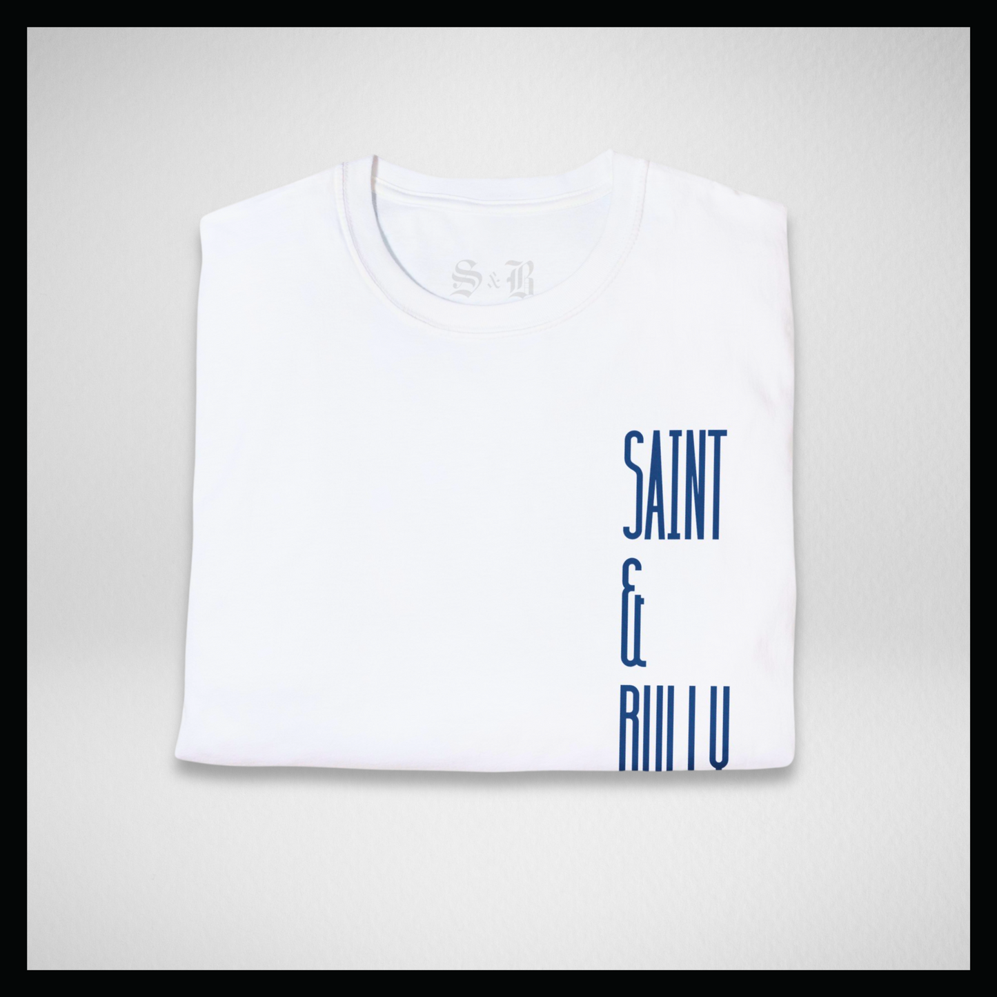 White T-shirt, Big blue "Saint&Bully"