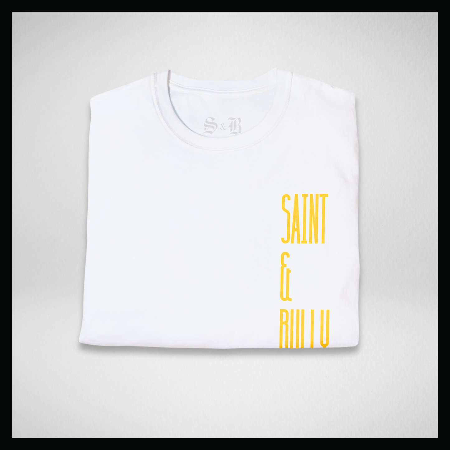 White T-shirt, Big yellow "Saint&Bully"