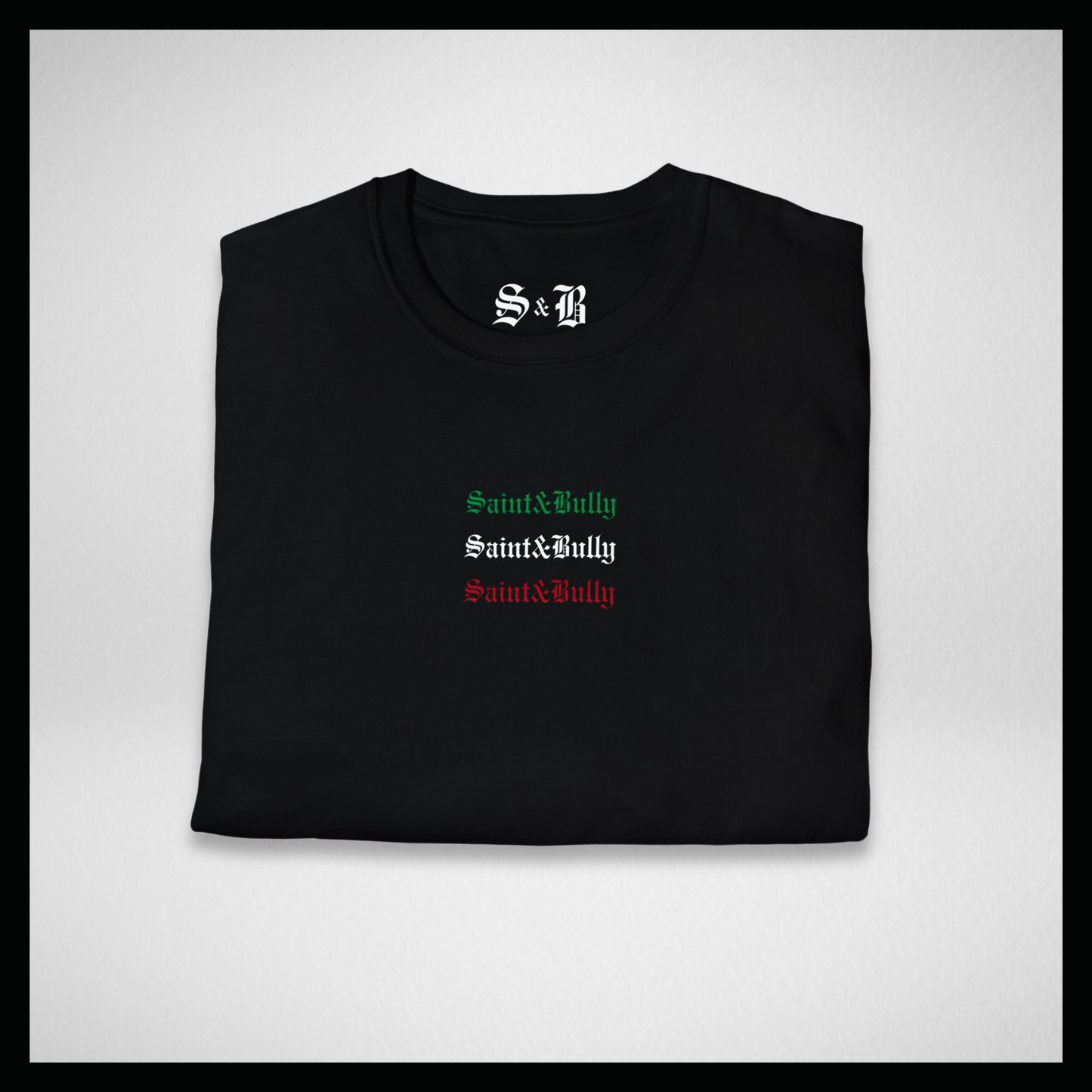 Black T-shirt, Italian flag colors logo