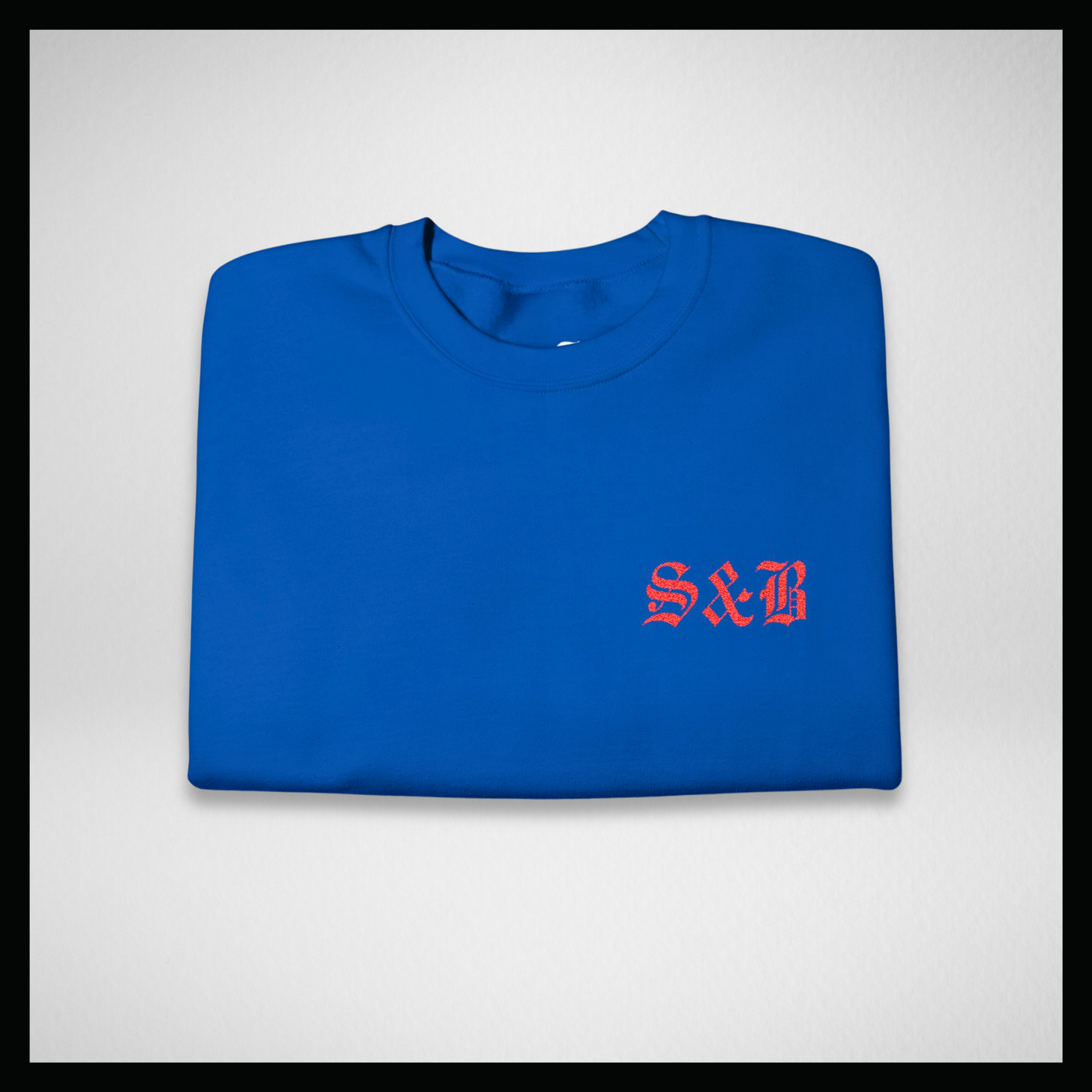 Royal blue crewneck, Embroidery red classic logo