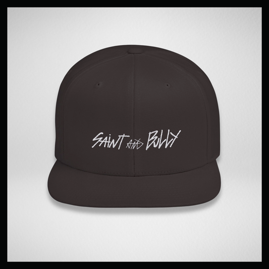 Flat bill cap all black, handwritten S&B